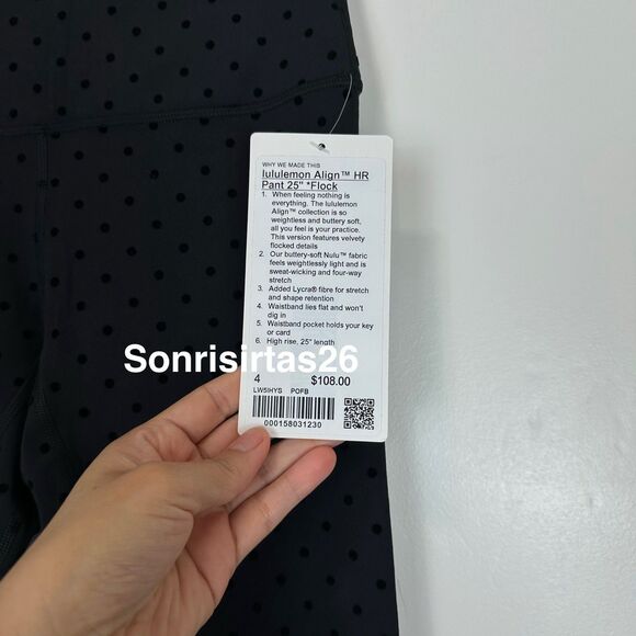NWT Lululemon Align HR Pant 25” Legging Size 4 Flock Polka Dot - Picture 4 of 11